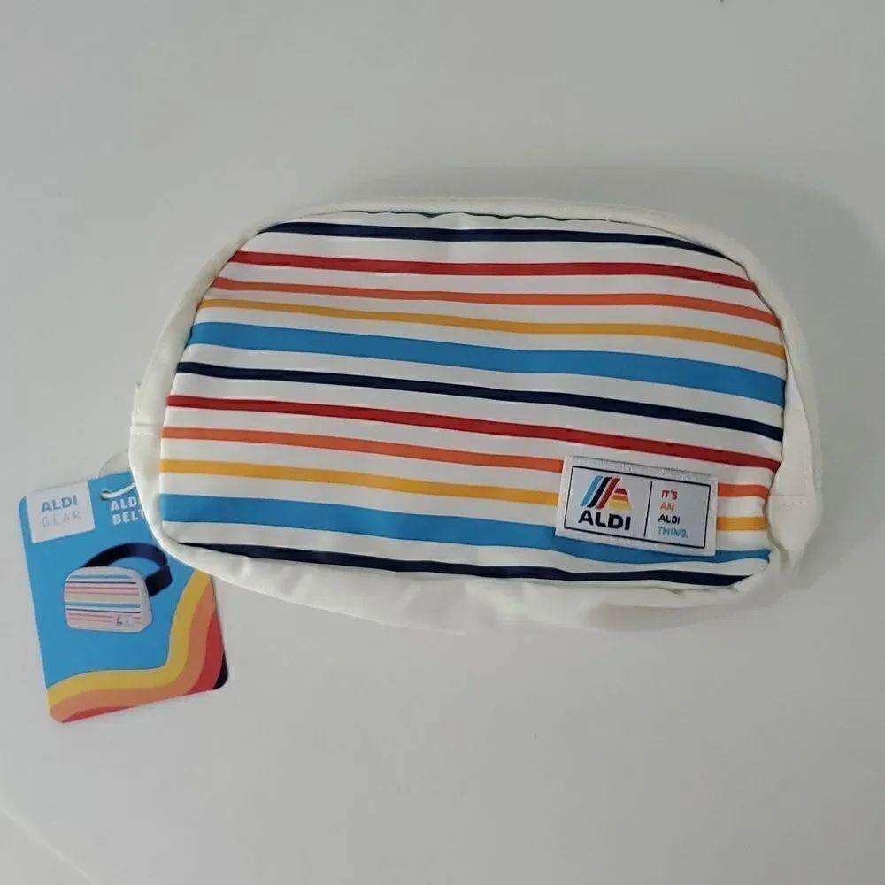 🌈 ALDI Gear 2024 Belt Bag Fanny Pack White with Stripes NWT